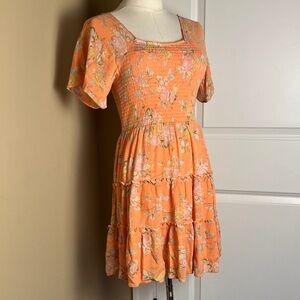 Art Class Orange Floral Mini Dress
